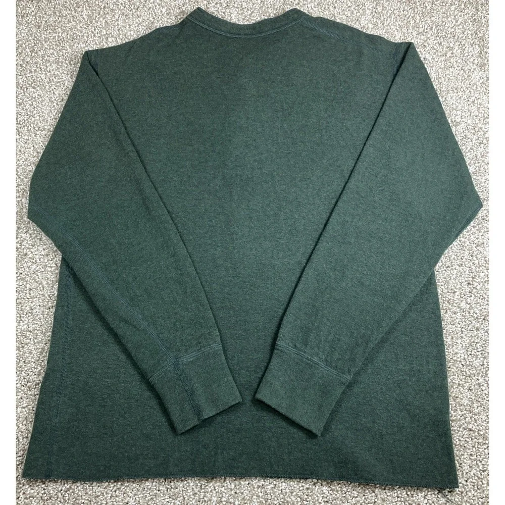 LL Bean Mens River Driver Shirt Forest Green Size Medium‎ Henley Wool Blend